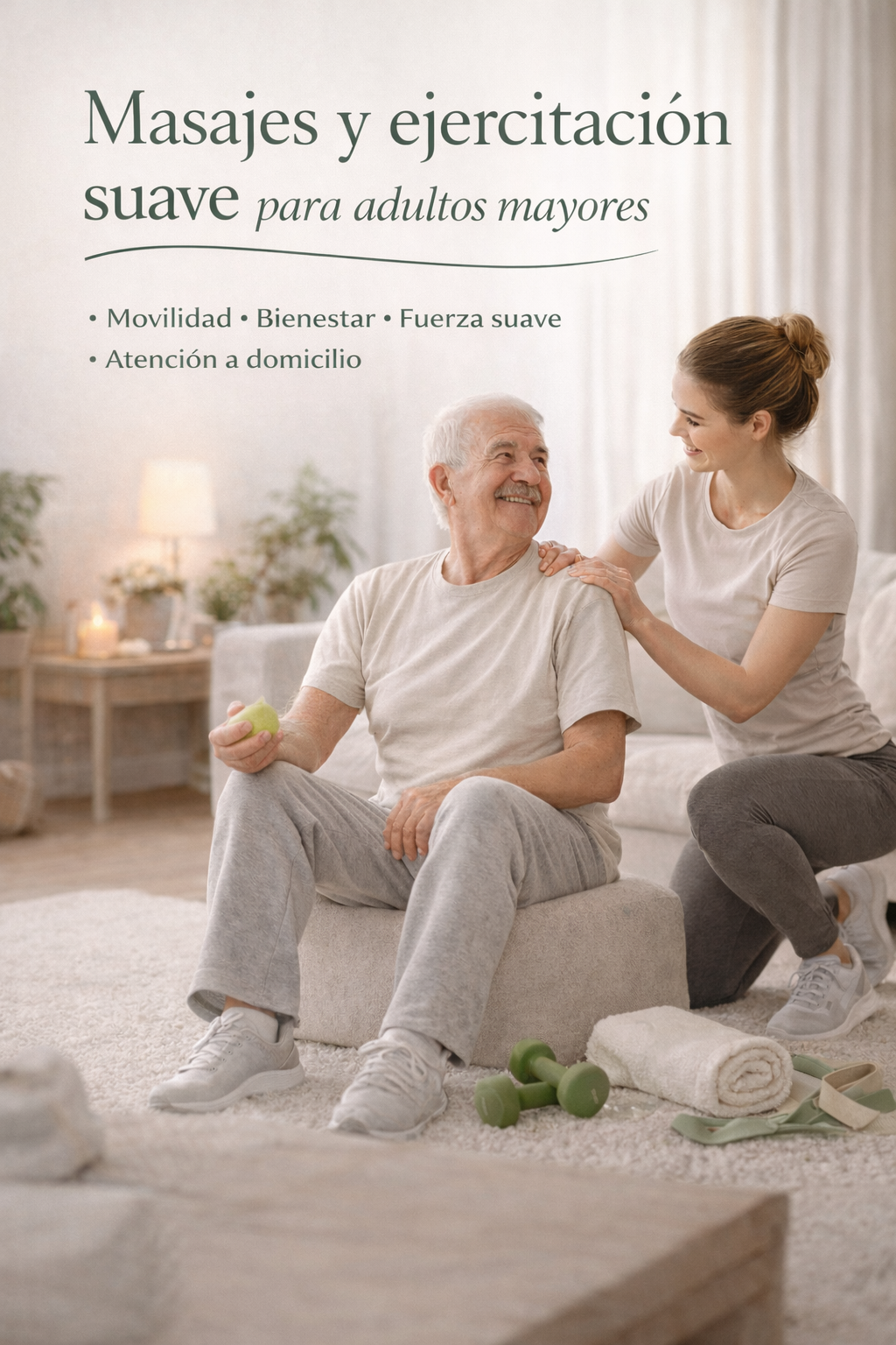 Masajes y ejercitación suave para adultos mayores (a domicilio)